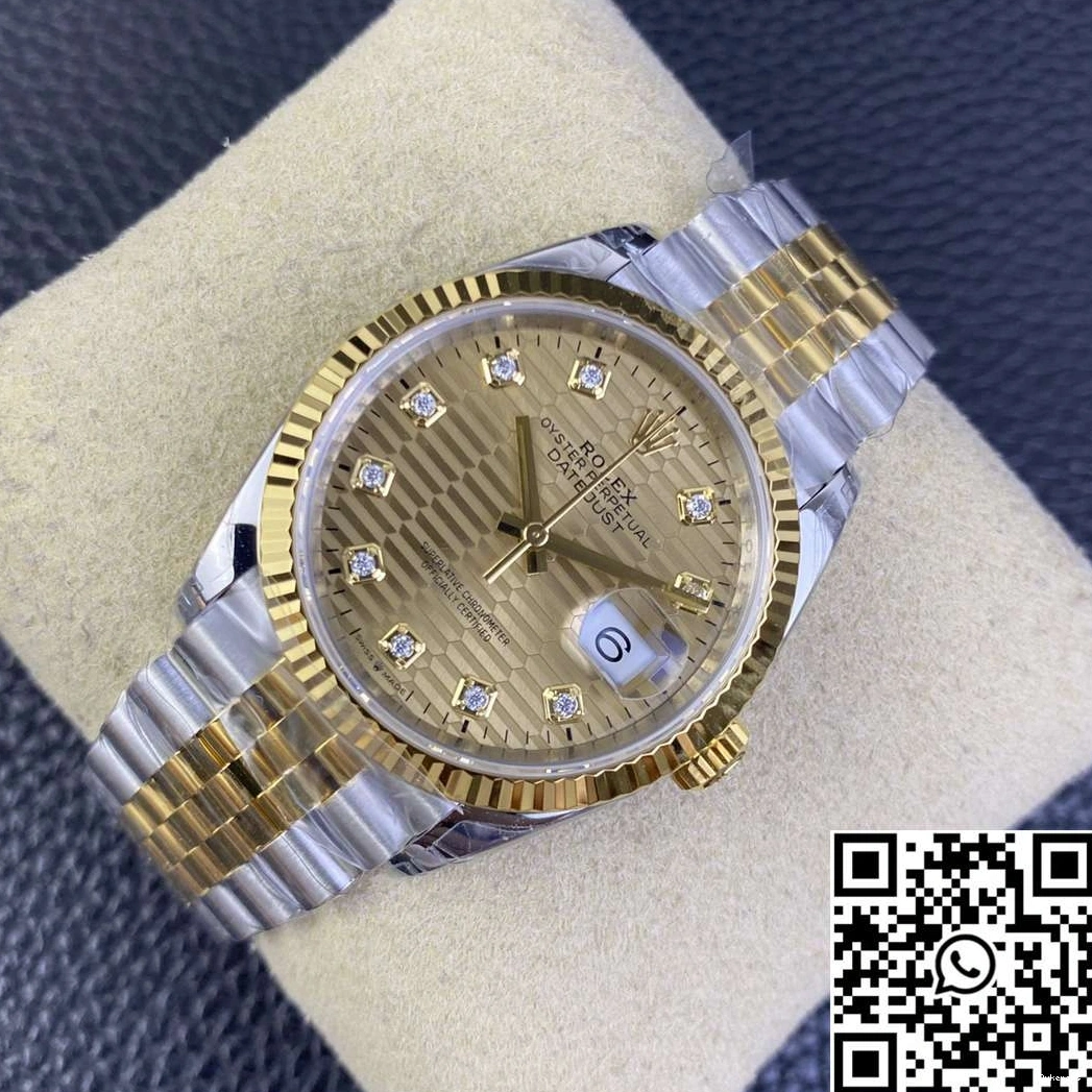 Hourmarker 36MM Diamond Silver Tone Dial Factory M126233 Rolex Datejust Two VS Motif 0426